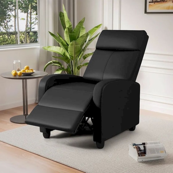 Πολυθρόνα Relax Massage Fray από Τεχνητό Δέρμα - Μαύρο image 7