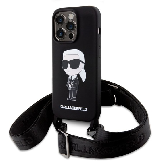 Θήκη Apple iPhone 15 Pro - Karl Lagerfeld Crossbody Ikonik Hard Case - Black image 3