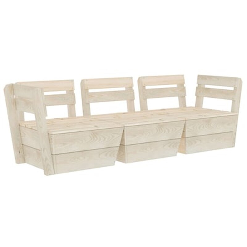 Καναπές Κήπου Τριθέσιος VidaXL από Εμποτισμένο Ξύλο Ερυθρελάτη 60x60x65 cm - Μπεζ VIDAXL