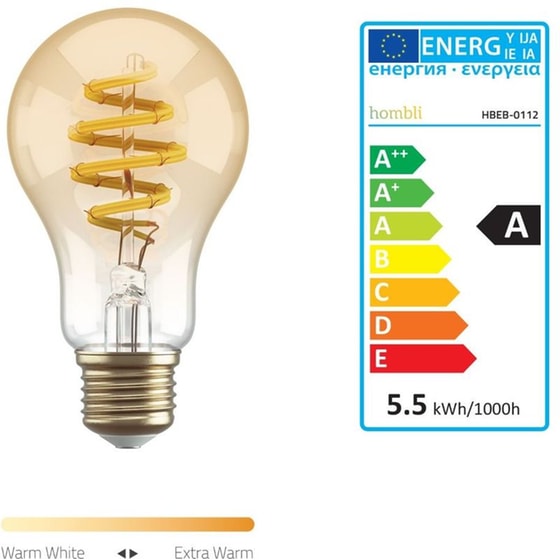 Έξυπνη Λάμπα Hombli Smart E27 A60 Filament 5.5 W - Ρυθμιζόμενο Λευκό image 6
