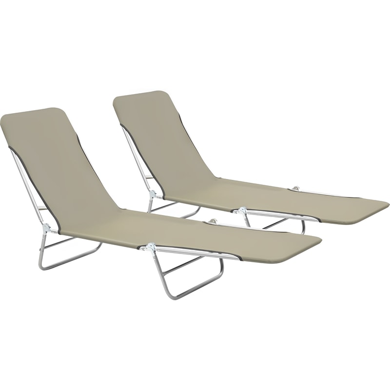 Σετ Ξαπλώστρες Παραλίας/ Κήπου VidaXL Ατσάλινες 56x182x 4,5 cm - Taupe