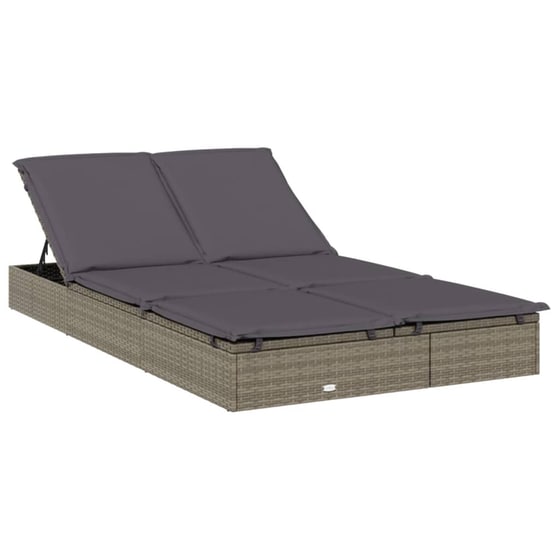 Ξαπλώστρα VidaXL από Συνθετικό Ρατάν 211x112x140 cm - Γκρι image 4