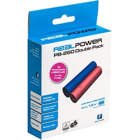 Φορητή Μπαταρία Realpower Pb-260 Red + Blue Pack Of 2 image 0