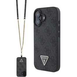 Θήκη Apple iPhone 16 Guess leather metal - Μαύρο