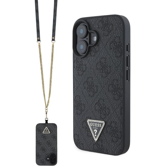 Θήκη Apple iPhone 16 Guess leather metal - Μαύρο image 0