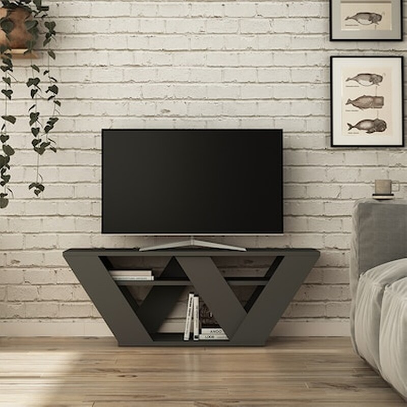 Έπιπλο Τηλεόρασης Pipralla 110x40x30 cm – Ανθρακί