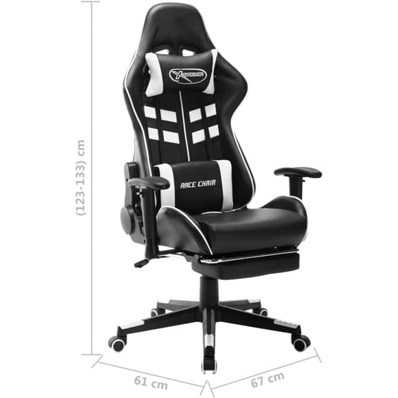 Gaming Καρέκλα VidaXL από Τεχνητό Δέρμα - Μαύρη/Λευκή image 8