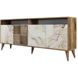 Μπουφές 24Mall Pavia από Μοριοσανίδα/Πλαστικό 180x35x78.6 cm - Καρυδί/Λευκός