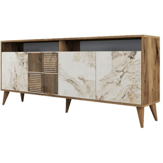 Μπουφές 24Mall Pavia από Μοριοσανίδα/Πλαστικό 180x35x78.6 cm - Καρυδί/Λευκός image 0