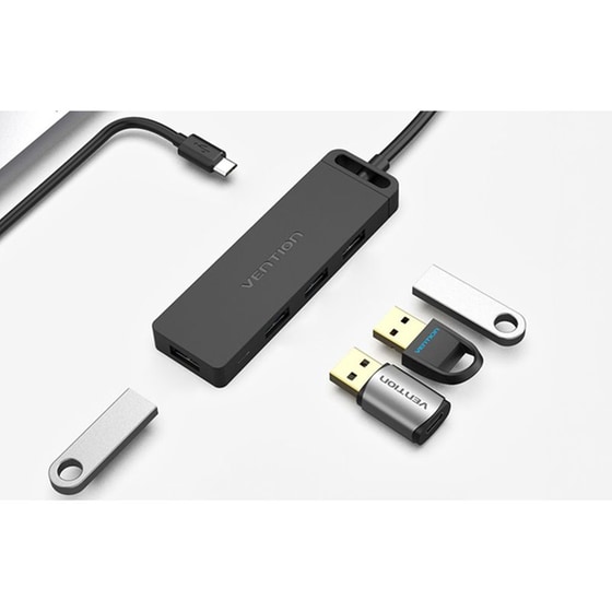 Vention Hub 4 Θυρών USB 3.0 με σύνδεση USB-C - Μαύρο image 2
