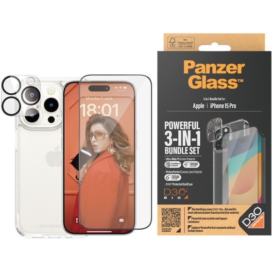 Θήκη & Προστασία Οθόνης / Καμερών Apple iPhone 15 Pro - PanzerGlass Bundle Hardcase with D30 - Διάφανο image 2
