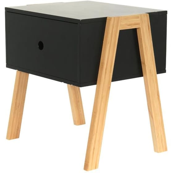 Κομοδίνο με Συρτάρι Home Deco Factory από Mdf Hd3727 44x35x45.3 cm - Μαύρο image 0