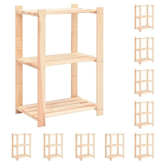 Vidaxl Ραφιέρες 3 Επιπέδων 10 Τεμ 150 Κ. 60x38x90 Εκ Μασίφ Ξύλο Πεύκου image 0