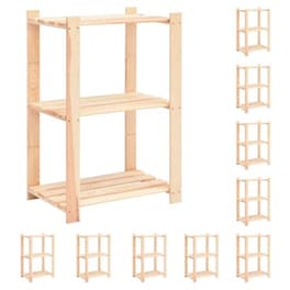 Vidaxl Ραφιέρες 3 Επιπέδων 10 Τεμ 150 Κ. 60x38x90 Εκ Μασίφ Ξύλο Πεύκου