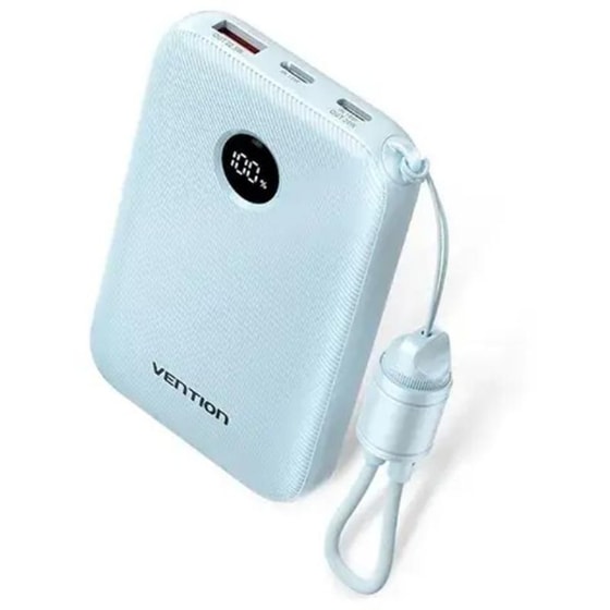 Powerbank Vention FKAL0-C-TY με ενσωματωμένο καλώδιο USB-C 10.000mAh 22.5W - Blue image 0