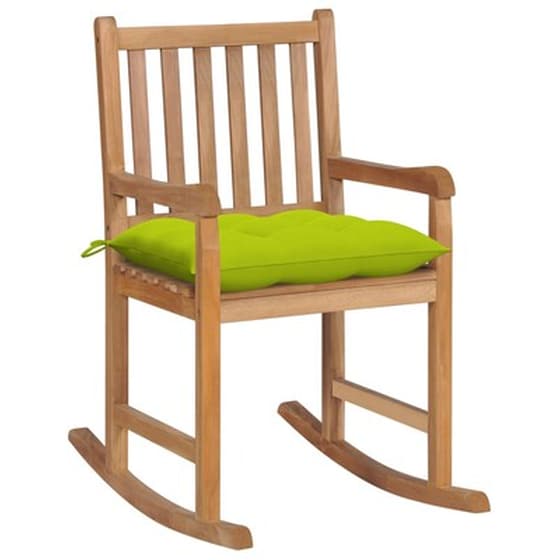 Vidaxl Πολυθρόνα Κουνιστή Από Μασίφ Ξύλο Teak Με Λαχανί Μαξιλάρι image 1