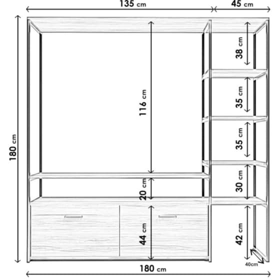 Έπιπλο Τηλεόρασης 24Mall Biblo από Μοριοσανίδα 180x40x180 cm - Καφέ/Μαύρο image 3
