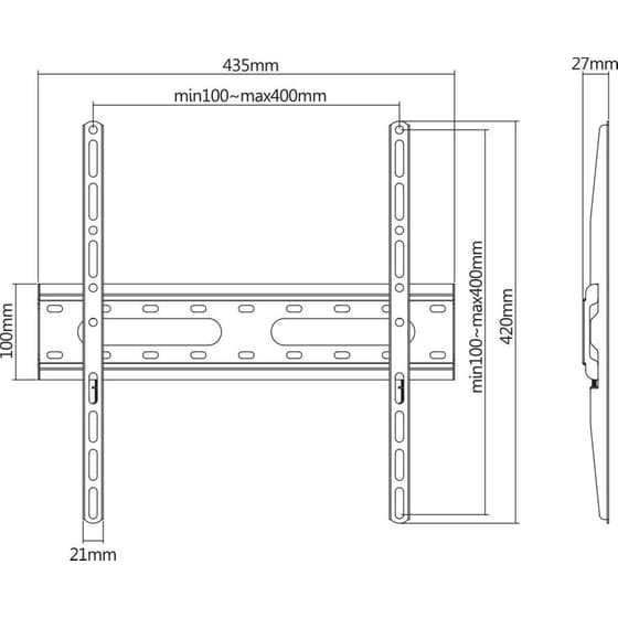Βάση Τηλεόρασης Επιτοίχια Sbox PLB-2544F-2 Σταθερή 32" - 70" έως 45 kg image 4