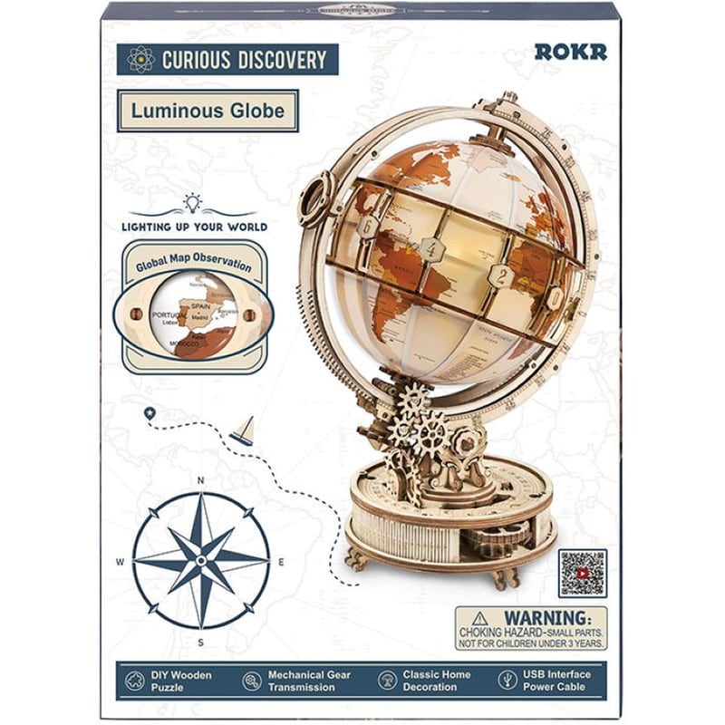 Robotime 3D Ξύλινη Κατασκευή – Luminous Globe