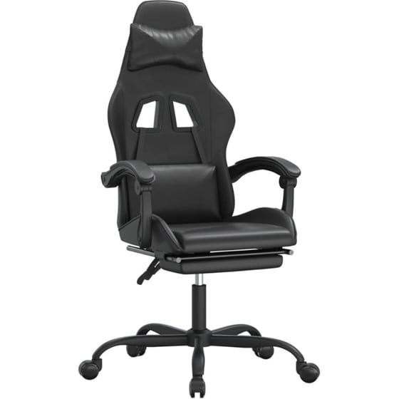 Καρέκλα Gaming VIDAXL 3143862 με Υποπόδιο από Τεχνητό Δέρμα - Μαύρη image 0