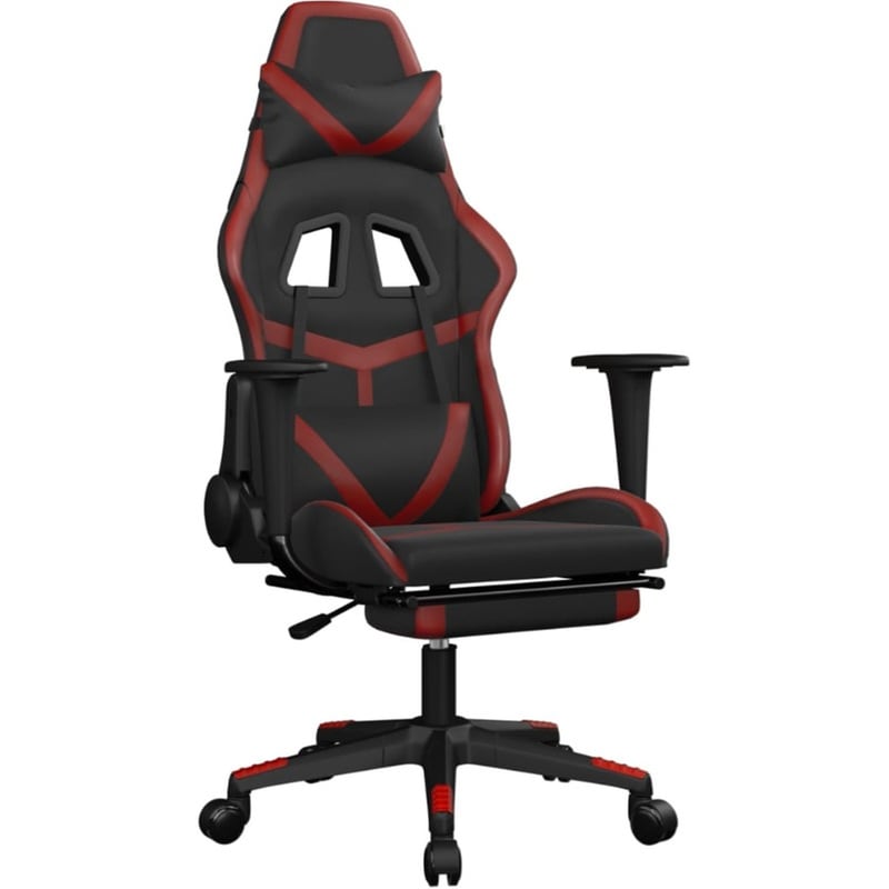 Καρέκλα Gaming VIDAXL 345441 με Υποπόδιο από Τεχνητό Δέρμα - Μαύρο