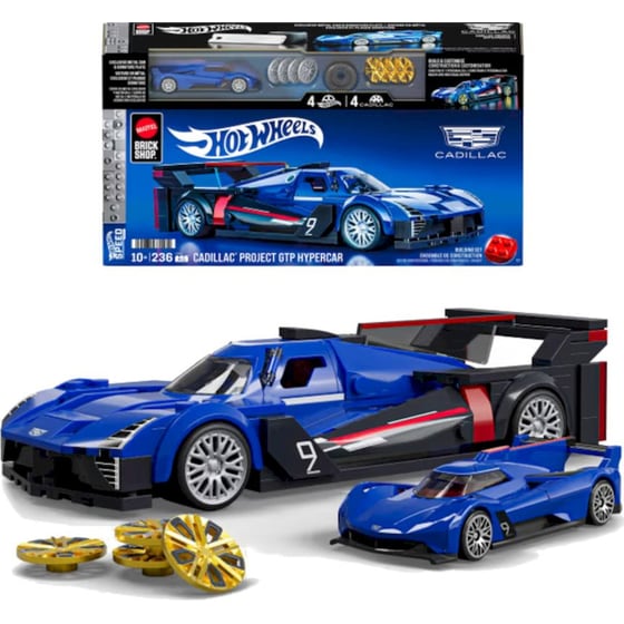 Mattel Hot Wheels Brick Shop Σετ Κατασκευής Speed Series Cadillac Project GTP Hypercar 1:32 (236 Κομμάτια) (JFR89) image 0