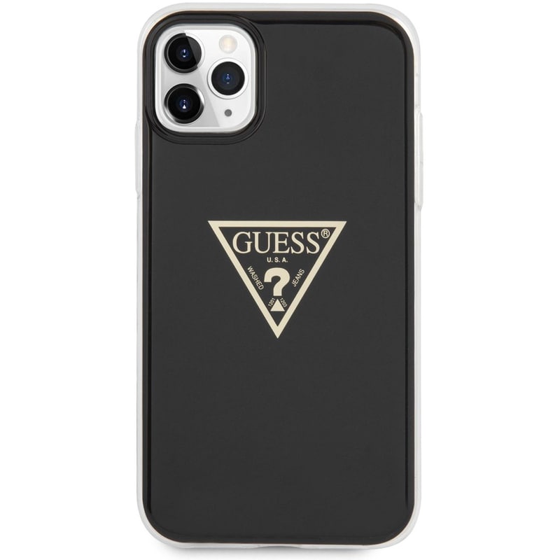 Guess “metallic Triangle Glitter Logo Collection” Θήκη Προστασίας Από Σιλικόνη – Iphone 11 Pro Max (black – Guhcn65pcumptbk)