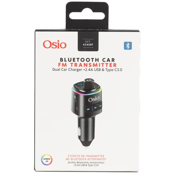 Συσκευή FM Transmitter και Φορτιστής Αυτοκινήτου Osio OFT-420BT - Μαύρο image 8