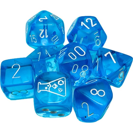 Σετ Ζάρια - 7 Dice Set Translucent Tropical Blue With White (bonus Die) Chessex image 0