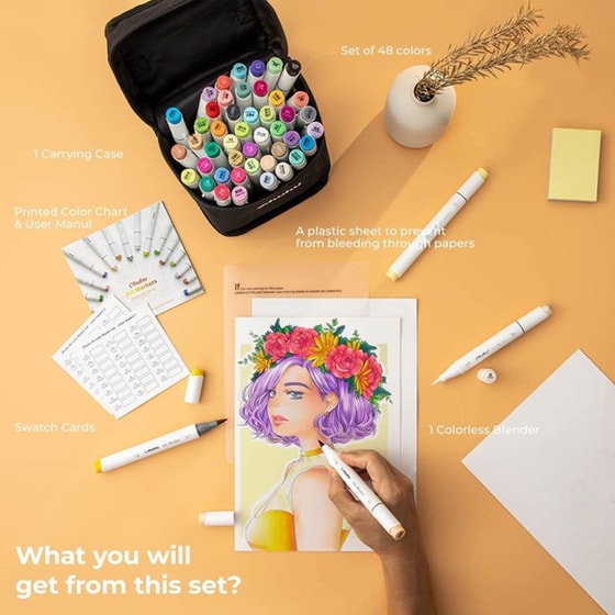 Μαρκαδόροι Σχεδίου Ohuhu&nbsp;Honolulu Διπλή&nbsp;Μύτη&nbsp;Brush & Fine&nbsp;(49 Τεμάχια) image 1