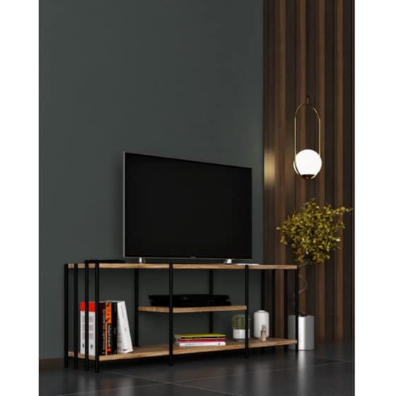 Έπιπλο Τηλεόρασης 24Mall Nina από Μοριοσανίδα 124x26x46 cm - Καφέ/Μαύρο image 3
