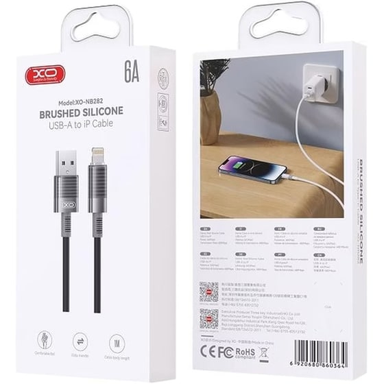 Καλώδιο XO NB282 USB-A Male σε Lightning Male 1m - Μαύρο image 1