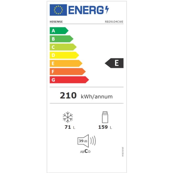 HISENSE RB291D4CWE 230 Lt Λευκό Ψυγειοκαταψύκτης image 5