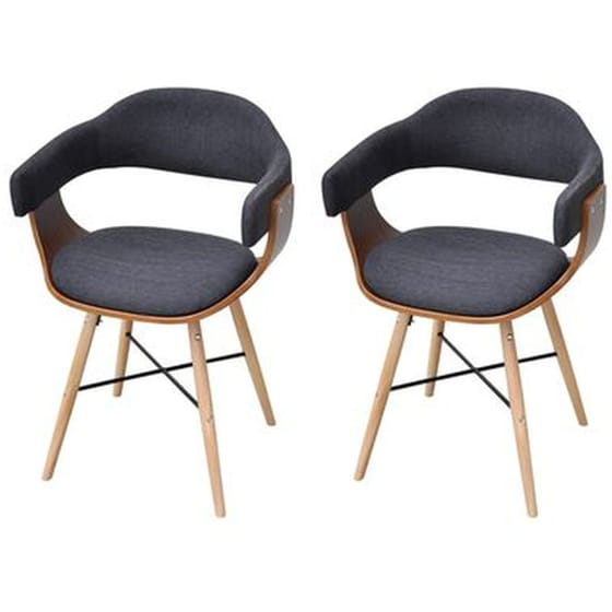 Καρέκλες Τραπεζαρίας Vidaxl από Λυγισμένο Ξύλο / Ύφασμα 2 Τμχ - Σκούρο Γκρι image 0