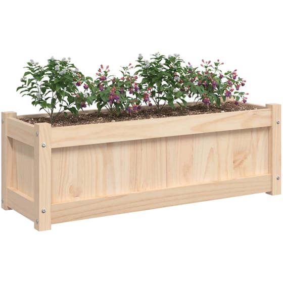 Ζαρντινιέρα VidaXL από Μασίφ Ξύλο Πεύκου 90x31cm - Μπεζ image 2