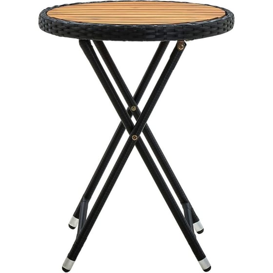 Τραπέζι Εξωτερικού Χώρου Βοηθητικό/Πτυσσόμενο VidaXL από Ρατάν/Ξύλο φ60x75 cm - Μαύρο/Καφέ image 1