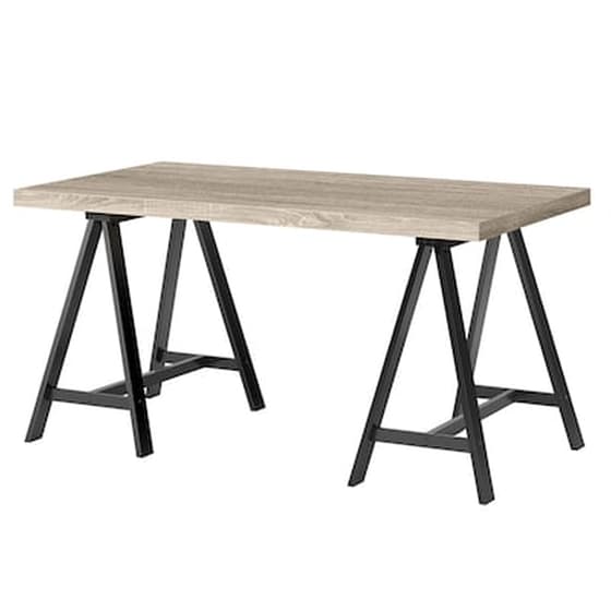Τραπεζι Liberta Cavalletto Sonoma Μεταλλικος Σκελετος 150x75x74 cm - Μαύρο/Καφέ image 0