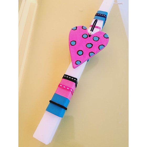 Λαμπάδα Perfect Match με Κεραμική Πουά Φούξια Καρδιά image 2