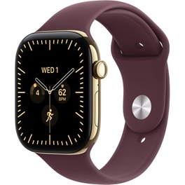 Apple Watch Series 12 GPS + Cellular 42mm Radiant Gold Titanium Case with Burgundy Sport Band - M/L