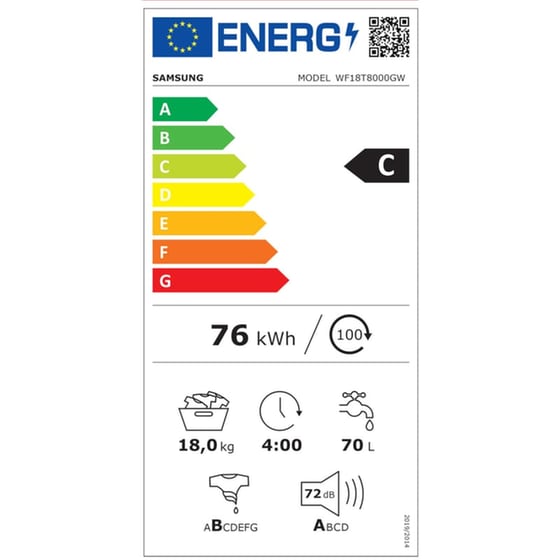 SAMSUNG WF18T8000GW/LV 18 kg 1.100 Στροφές Λευκό Πλυντήριο Ρούχων image 5