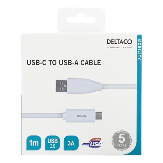 Καλώδιο Φόρτισης Deltaco IPLH-451 USB-C σε Lightning 1m - Λευκό image 1