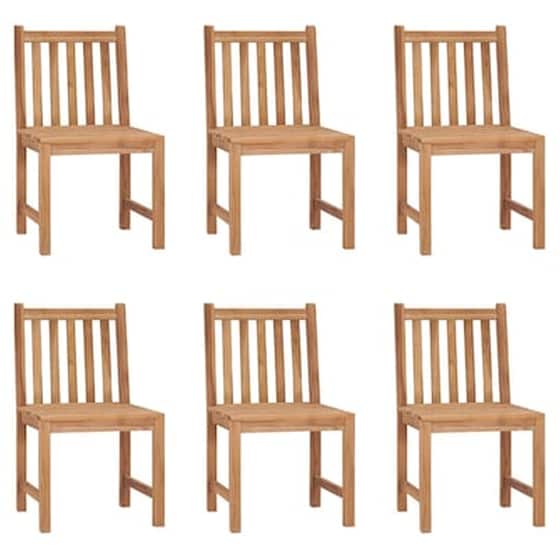 Vidaxl Καρέκλες Κήπου 6 Τεμ. Από Μασίφ Ξύλο Teak image 0