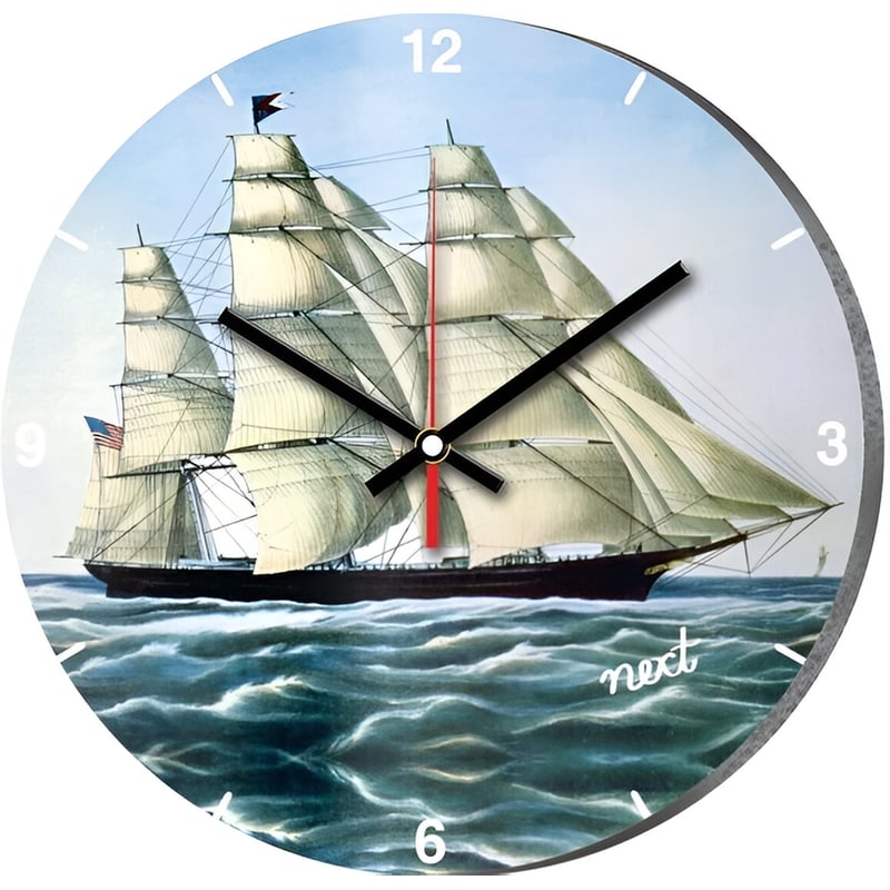 Αναλογικό Ρολόι Τοίχου Next Με Σχέδιο Καράβι Δ:31 cm – Μπλε