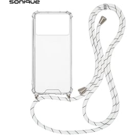 Θήκη Xiaomi Poco X6 Pro 5G - Sonique Armor Σιλικόνης Με Κορδόνι Rainbow Λευκό - Clear