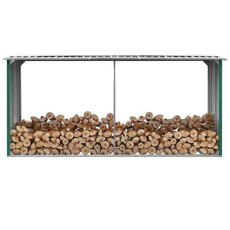 Vidaxl Υπόστεγο Αποθήκευσης Ξύλων Κήπου Πράσινο 330x92x153 Εκ. Ατσάλι VIDAXL