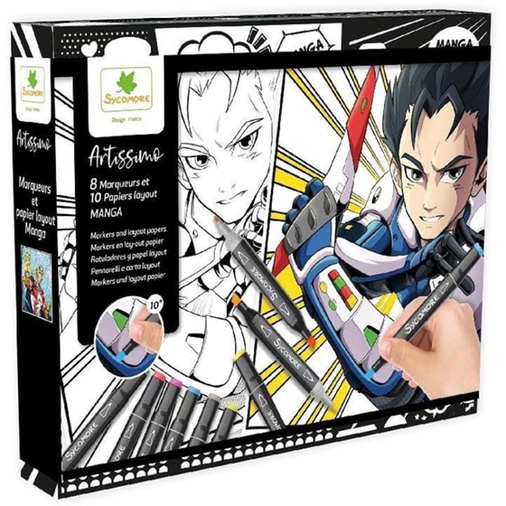 Σετ Ζωγραφικής Sycomore Manga Boy & 8 Μαρκαδόροι image 0