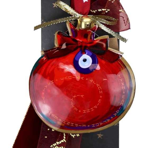 Κρεμαστό Χριστουγεννιάτικο Γούρι Μεταλλικό - Ρόδι με Ματάκι image 2