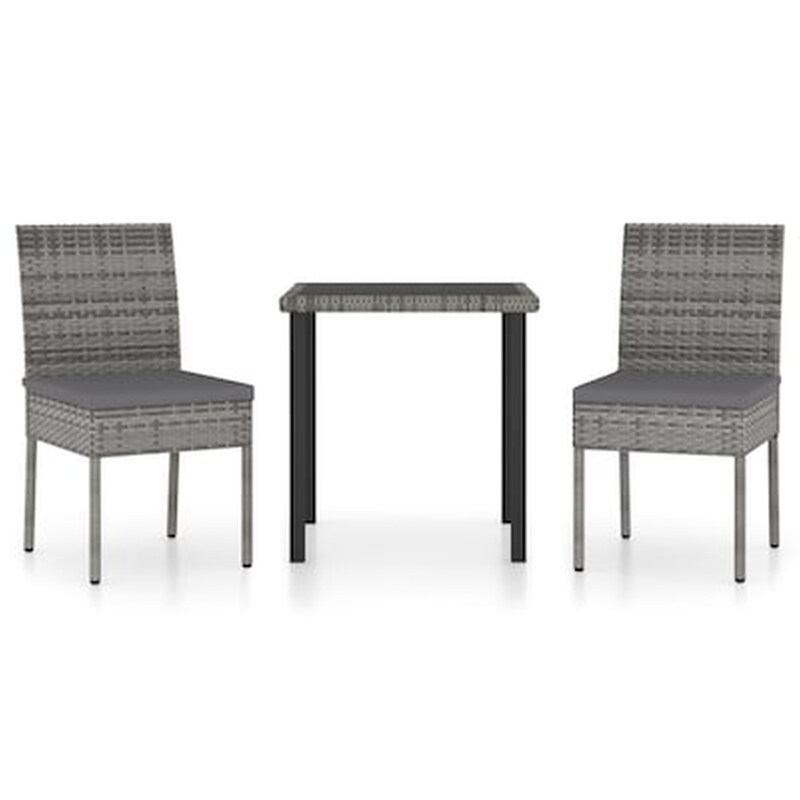Σετ Τραπεζαρία Κήπου Vidaxl από Ρατάν 3 Τμχ - Γκρι VIDAXL