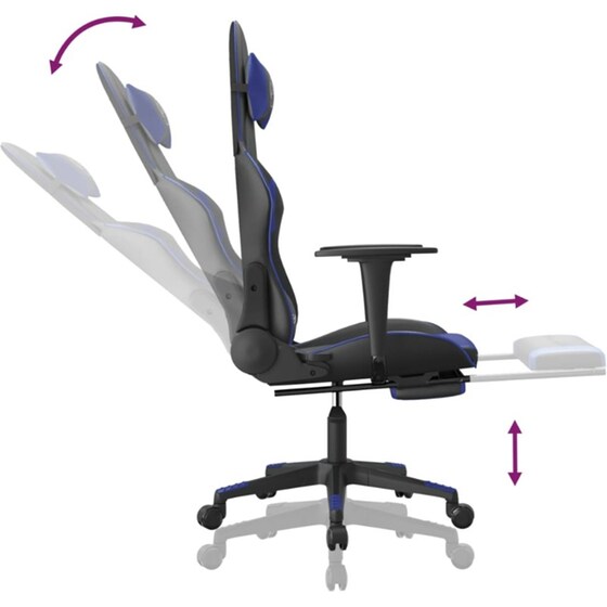 Καρέκλα Gaming VIDAXL 3143699 με Υποπόδιο από Τεχνητό Δέρμα - Μαύρο / Μπλε image 5