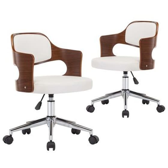 Καρέκλες Τραπεζαρίας Vidaxl Λυγισμένο Ξύλο/Συνθετικό Δέρμα Περιστρεφόμενες 2 Τμχ - Λευκό image 0